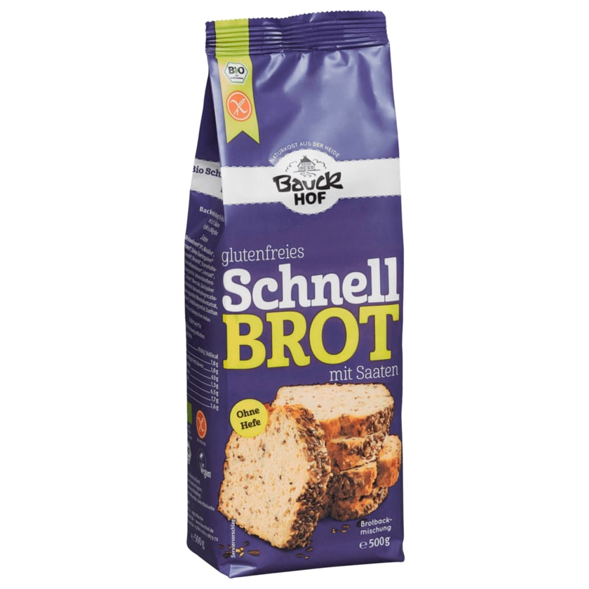Bauckhof Bio Schnell Brot mit Saaten glutenfrei 500g